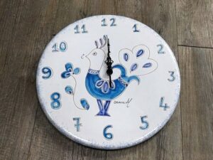 Ceramica Sarda Pavoncella Orologio Da Parete Rotondo in 3 colori a scelta