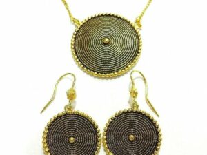 Corbula Sarda Golden Burnished Necklace Necklace Earrings