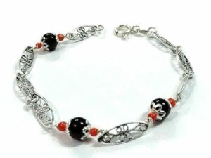Bracciale Argento corallo Su Coccu portafortuna Filu&Trama