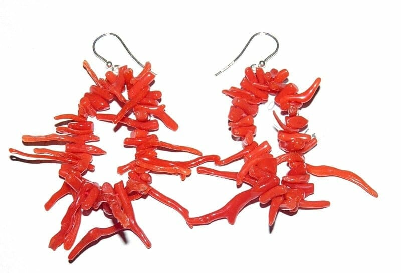 Orecchini Pendenti Rametti In Corallo