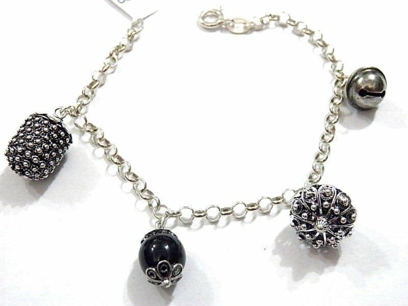 Silver bell button bracelet Su Coccu Kokos Sabegia (