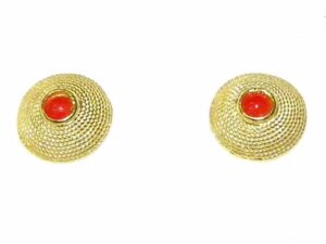 Button Earrings in 3 colours With Small Coral