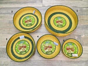 Cesto  Canestro Sardo Rafia Con Broccato verde Costume Sardo