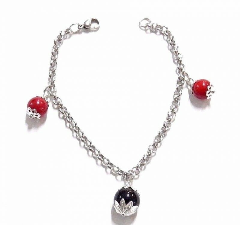 Bracciale Acciaio Su Coccu Kokos Sabegia Con Corallo - Lady M Sardegna Bracciale Acciaio Su Coccu Kokos Sabegia Con Corallo