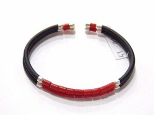 Bracciale Corallo Caucciù argento 925%°°