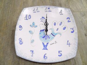Ceramica Sarda Pavoncella Reloj de Pared Cuadrado Azul en 3 tamaños