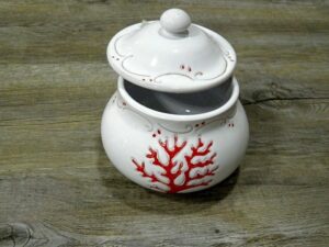 Sardinian Ceramic Coral Sugar Bowl (10 cm)