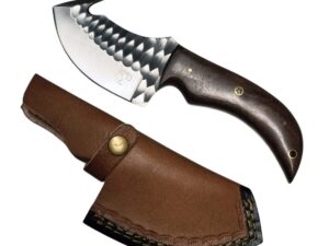 Coltello artigianale da scuoio lama in acciaio e manico legno di castagno (22,5cm)