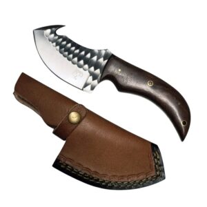 Coltello artigianale da scuoio lama in acciaio e manico legno di castagno (22,5cm)