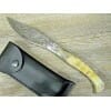 Cuchillo arburesa de cuerno de muflón áspero hoja de damasco (27cm)
