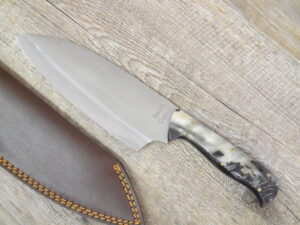 Coltello santoku artigianale Cuoco con manico in Corno di montone (31cm)
