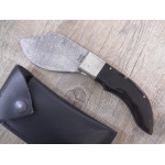 Coltello  Da Scuoio  Lama In Damasco Corno Di Bufalo (20,5Cm)