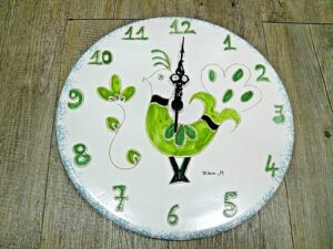 Ceramica Sarda Pavoncella Verde Orologio Da Parete Rotondo in 3 dimensioni