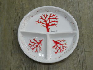 Round 3-serving appetiser dish Coral Red (27 cm)