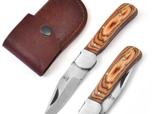 Cuchillo con vaina de acero mango de madera de olivo