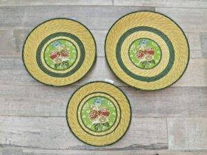 Cesta Sarda para Pared o x Tortas Con Brocado Verde Traje Sardo