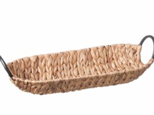 Cesto giacinto d'acqua intrecciata con anima e maniglie in metallo 45x21 H14 cm