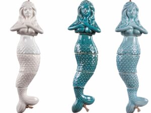 Ceramic mermaid hanging decoration 3 assorted colours