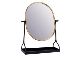 Specchio da trucco orientabile con supporto in metallo 20 x 9 H 32 cm