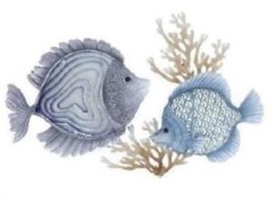 Decorazione da parete in metallo e cristallo pesci corallo Linea Mare :