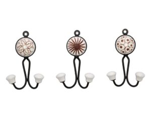 Appendini in ceramica e metallo 2 ganci da parete (H12cm)