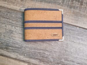 Men's cork and velvet wallet in assorted colours