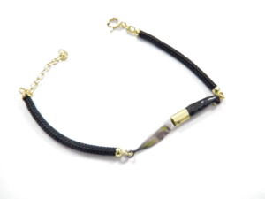 Sardinian silver pattada knife bracelet with cord in various colours