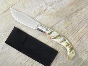 Coltello artigianale Arburesa in corno di mufolone Grezzo da scuoio (23cm)