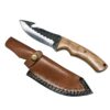 Coltello artigianale da scuoio manico in legno d'ulivo con scuoiatore (22,5cm)