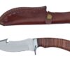 Coltello artigianale da scuoio manico in cuoio con scuoiatore (23m)