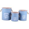 Metal stool containers and cord wood stopper light blue 3 sizes