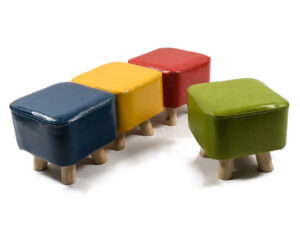 Pouf Sedia Sgabello Bimbo Bambino gambe in Legno seduta in vinile 26x H 25 cm (