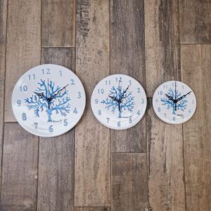 Ceramica Sarda Corallo Azzurro Orologio Da Parete Tondo in 3 misure