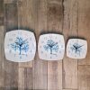 Sardinian Ceramic Coral Blue Square Wall Clock in 3 sizes