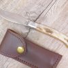 Coltello Artigianale arburesa manico corno di Muflone da scuoio (20cm)