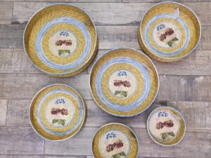 Cesto Canestro Sardo Rafia Con Broccato Costume Sardo azzurro