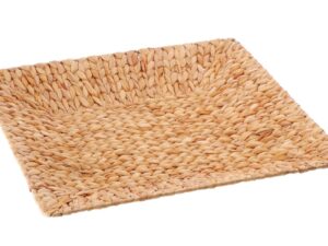 Cesto quadrato giacinto d'acqua intrecciata con anima in metallo 58x58 H 7 cm