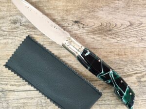 Coltello Artigianale sardo manico in resina pigmentata da scanno (25cm)