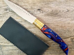 Coltello Artigianale arburesa manico in resina pigmentata da scanno (24 cm)
