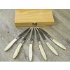 Set 6 Coltelli Pattada Da Tavola manico in tibia lama damasco con custodia in legno