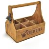 Cestello in legno portabottiglie o bicchieri di birra con apribotiglie integrato