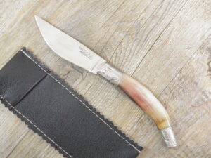 Coltello Artigianale arburesa manico corno di Muflone da scuoio  (18cm)