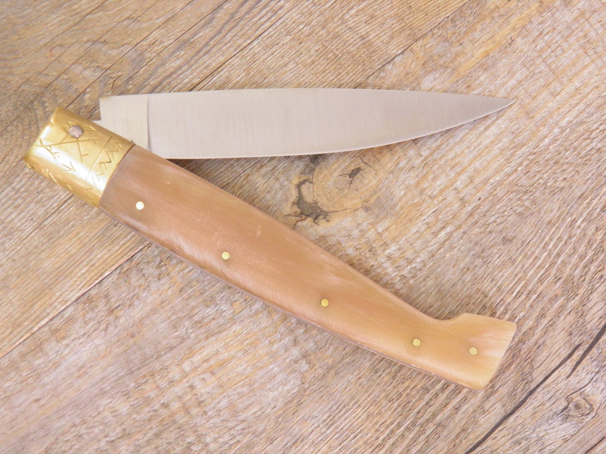 2+ (2) Coltello Artigianale Original Pattada Lama Dolce Manico In Corno Di Bue (33Cm) - Lady M Sardegna