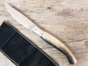 Coltello artigianale scanno Arburesa manico corno di montone (23cm)