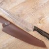Cuchillo Gyuto hecho a mano hoja de damasco Cuoco mango de cuerno de búfalo (37cm)