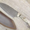 Coltello santoku in damasco artigianale Cuoco con manico in corno di montone (31cm)