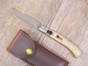 Coltello Artigianale arburesa manico corno di Muflone da scuoio (20cm)