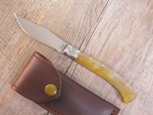 Coltello Artigianale arburesa manico corno di Muflone da scuoio (20cm)