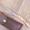 Coltello Artigianale arburesa manico corno di Muflone da scuoio (20cm)