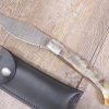 Coltello Arburesa in corno di muflone lama in damasco da scuoio (27cm)